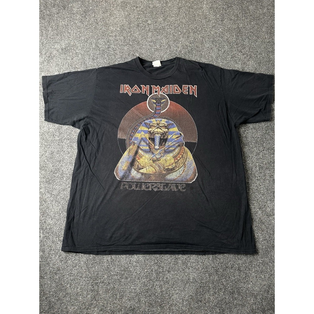 Mens Band Iron Maiden Powerslave Black Graphic T Shirt, Size 2XL